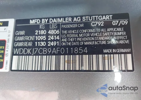 2010 Mercedes-Benz E 550 from USA, damaged, VIN WDDKJ7CB9AF011854